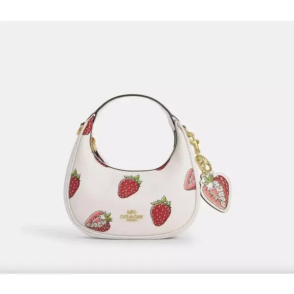 COACH NWT Strawberry Bag Charm, Leather Keychain - Picture 4 of 7